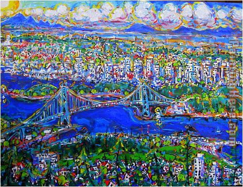 Vancouver Island Lions Gate Bridge painting - Unknown Artist Vancouver Island Lions Gate Bridge art painting